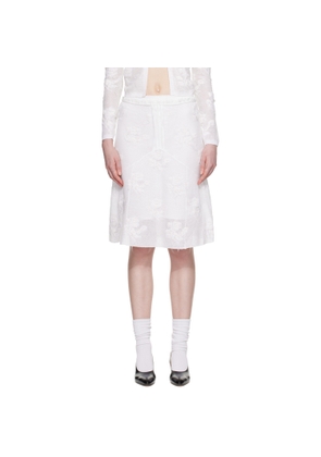 SHUSHU/TONG White Threadwork Knit Midi Skirt