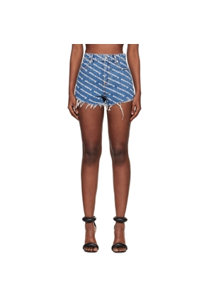 Alexander Wang Blue Denim Bite Logo Shorts