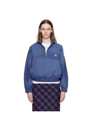SHUSHU/TONG Blue Stand Neck Pullover Sweatshirt