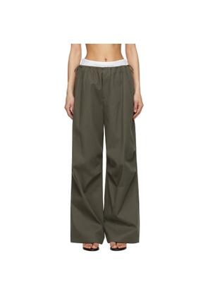 Alexander Wang Khaki Logo Elastic Mid-Rise Trousers