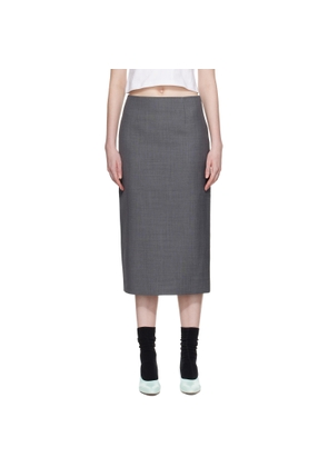 SHUSHU/TONG Gray Straight Fitted Midi Skirt