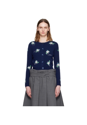 SHUSHU/TONG Navy Threadwork Knit Cardigan