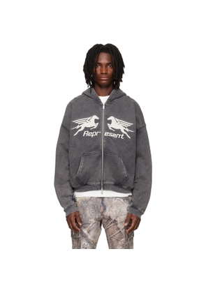 Represent Gray Pegasus Zip Through Hoodie