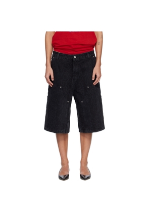 Carhartt Work In Progress Black Snake Nixon Double Knee Denim Shorts