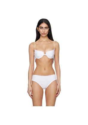 SHUSHU/TONG White Raw Edge Bralette & Briefs Set