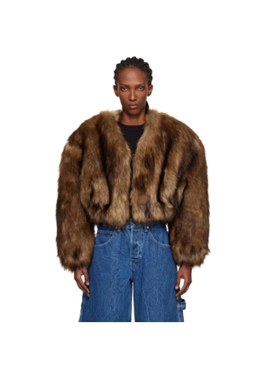 Alexander Wang Brown Cropped Faux-Fur Jacket