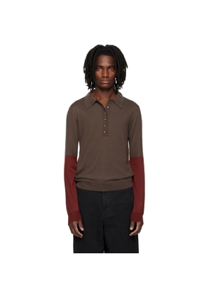 Entire Studios Brown Split Sleeve Polo