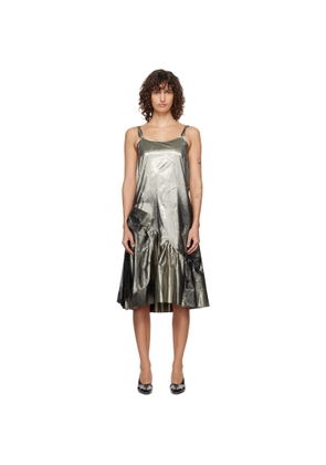 Maison Margiela Gold & Black Crinkled Midi Dress