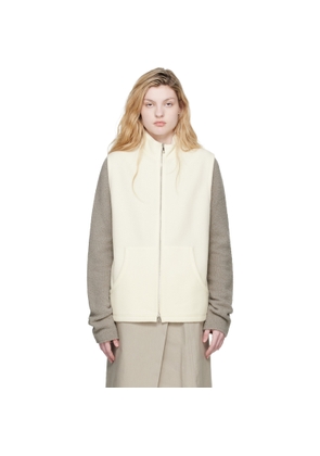 Rier Off-White Fleece Full Zip Vest