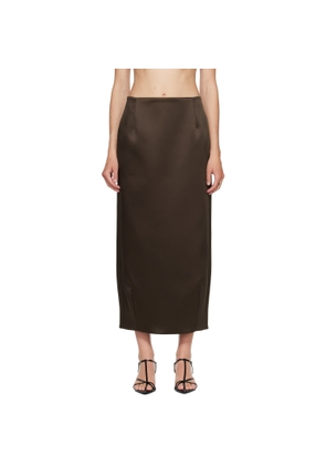 Róhe Brown Balloon Column Midi Skirt