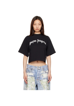 Palm Angels Black Dripping Curved Logo Boxy T-shirt