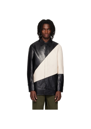 Entire Studios Black & Off-White Block Leather Shirt