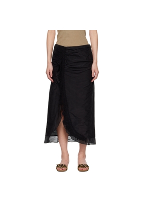 Isabel Marant Black Velina Crochet Cotton Silk Midi Skirt
