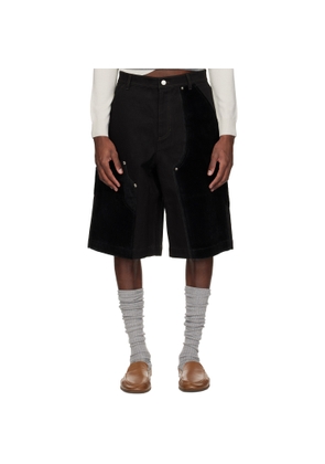 Andersson Bell Black Faux Pony Patchwork Carpenter Shorts