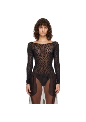 Wolford Black Sweet Dots Thong Bodysuit