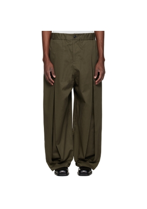 SAGE NATION Khaki Box Pleat Trousers