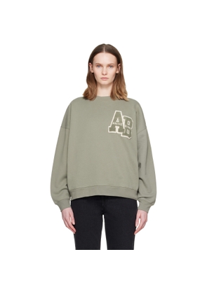 ANINE BING Green Miles Letterman Sweatshirt