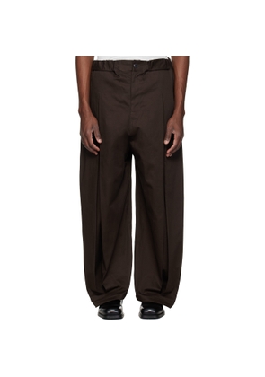 SAGE NATION Brown Box Pleat Trousers