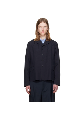 Jil Sander Navy Wool Poplin Blazer