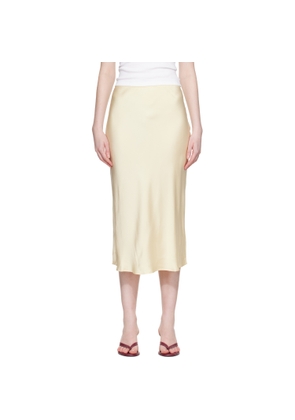 ANINE BING Yellow Bar Silk Midi Skirt