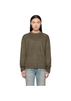 Diesel Khaki Destroyed Linen Sweater