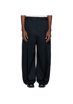 SAGE NATION Navy Box Pleat Trousers