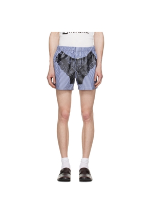VAQUERA Navy & White Striped Trompe L'Oeil Boxer Shorts