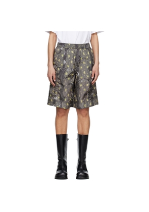 GANNI Gray Printed Flyweight Nylon Boy Shorts