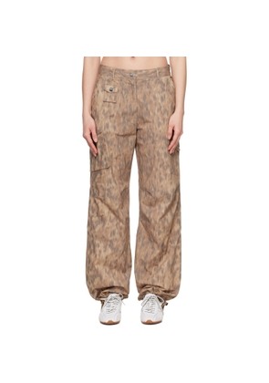 GANNI Brown Printed Cotton Cargo Pants