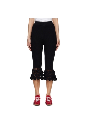 GANNI Black Cotton Crochet Capri Trousers