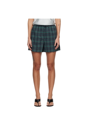 Róhe Green & Navy Check Boxer Shorts