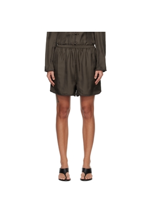 Róhe Brown Taped Silk Shorts