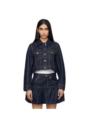 GANNI Navy Cropped Denim Jacket
