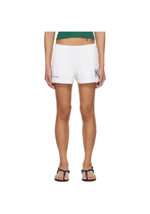 Sporty & Rich White Heritage Yankees Serif Disco Shorts