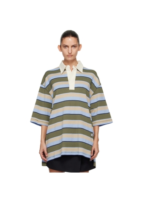 AMI Paris Multicolor Striped Cotton 'Ami Patch' Polo