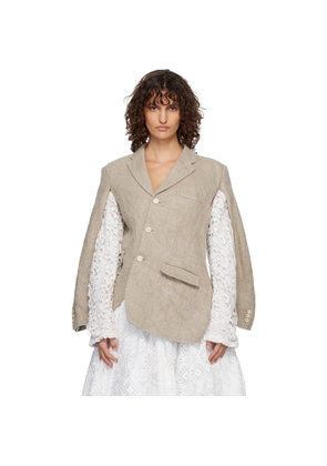 Comme des Garçons Beige Linen Super Heavy Canvas & Cotton Lace Blazer