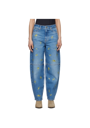GANNI Blue Printed Stary Jeans