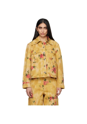 GANNI Yellow Printed Denim Jacket