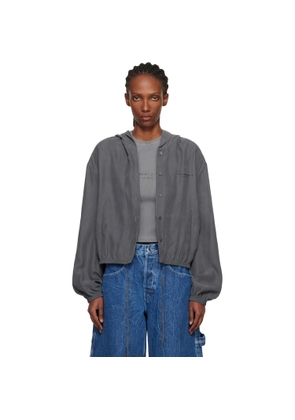 Alexander Wang Gray Cropped Silk Hoodie