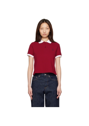 Versace Red & White Embroidered Cotton Piqué Polo