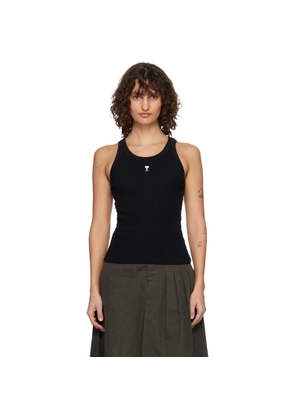 AMI Paris Black Cotton Ami de Coeur Tank Top