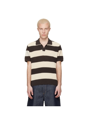 Lacoste Brown & Off-White Striped Sweater Polo