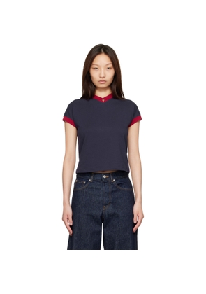 Versace Navy & Red Stretch Cotton-Jersey T-shirt