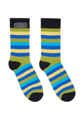 Lanvin Green & Blue 'Curb' Striped Cotton Socks