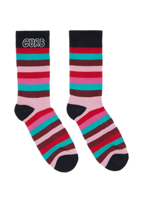 Lanvin Pink 'Curb' Striped Cotton Socks