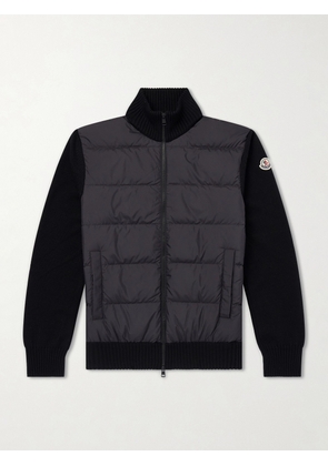 Moncler - Panelled Virgin Wool and Quilted Shell Down Zip-Up Cardigan - Men - Black - S