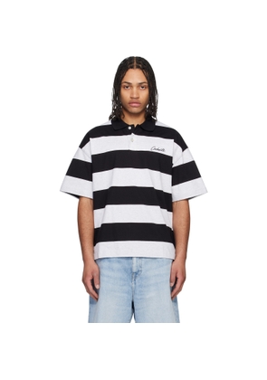 Carhartt Work In Progress Black & White Short Sleeve Delray Stripe Polo