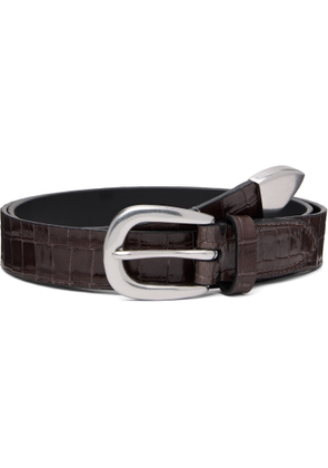 Paul Smith Brown Croc-Emboss Leather Belt