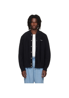 Givenchy Black Couture Seam Fleece Embroidered Cardigan
