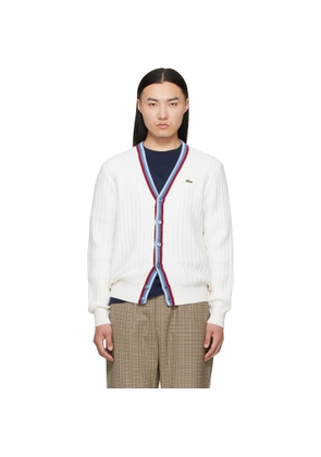 Lacoste White 'French Made' Archive Re-edition Knitted Cardigan